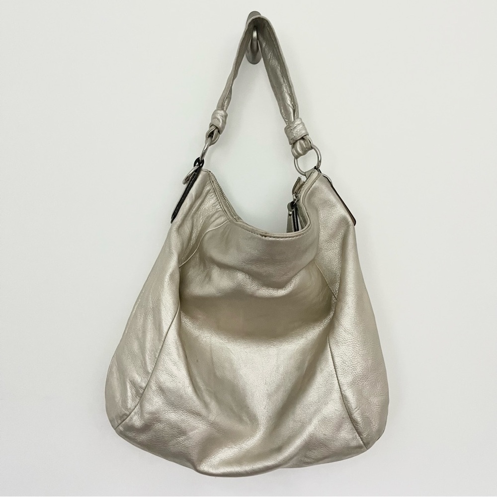 Coach Kristin Metallic Leather Hobo Shoulder Bag Silver Purse Classic READ NOTES - Picture 5 of 10